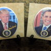 Presidential Oval Porcelain Portraits Collectable Series (3 15/16"x5 1/9") Mounted on 6"x6" Marble with Wood Display Stand!